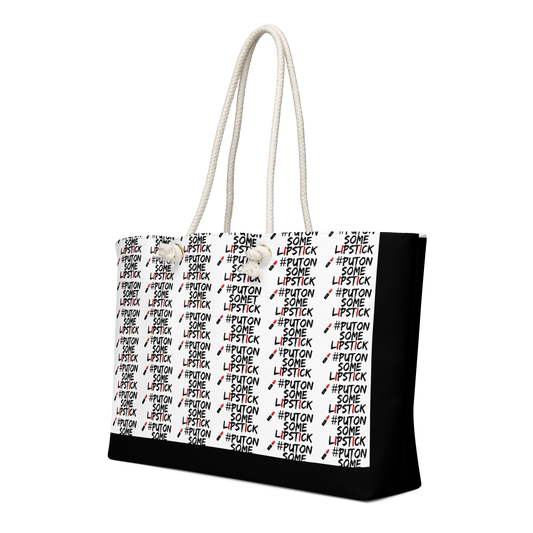 Bold, confident and empowered PutOnSomeLipstick weekender bag