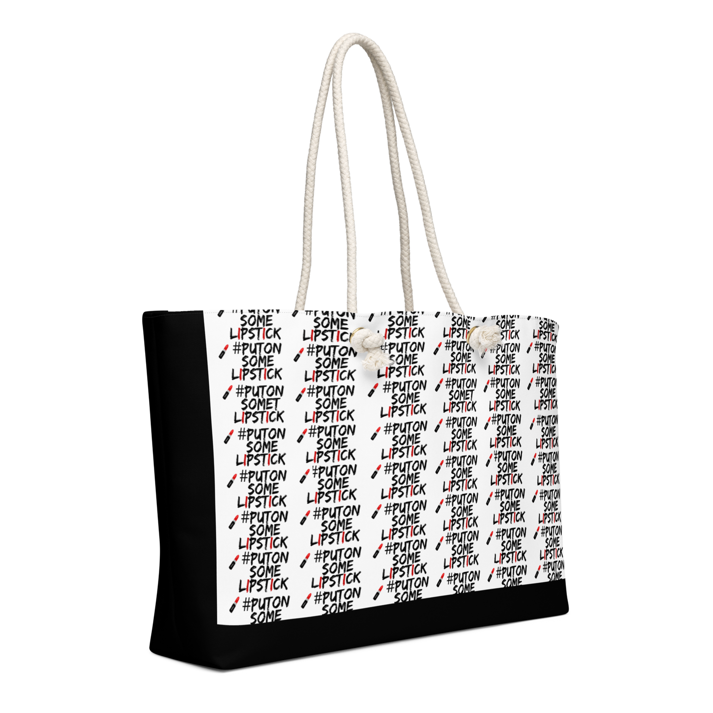 Bold, confident and empowered PutOnSomeLipstick weekender bag