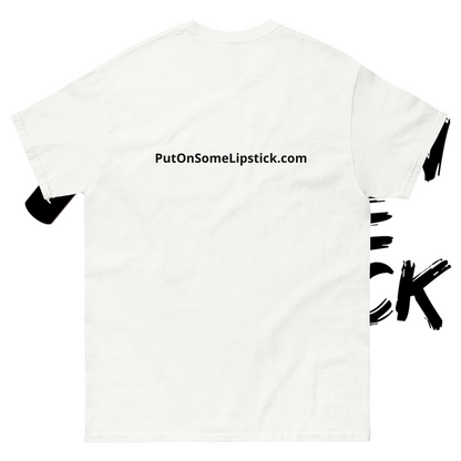 Bold. Beautiful. Red Lips. Empowering t-shirts  White t-shirt with black text and graphics on a white background