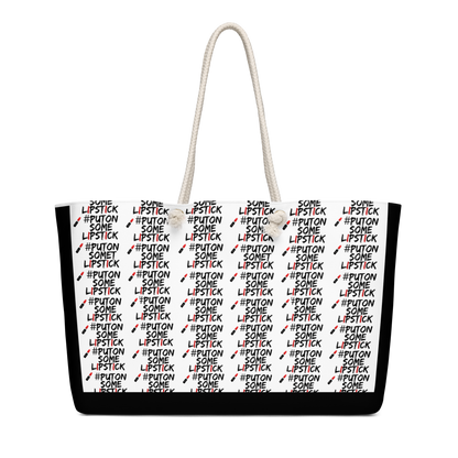 Bold, confident and  empowered PutOnSomeLipstick weekender bag