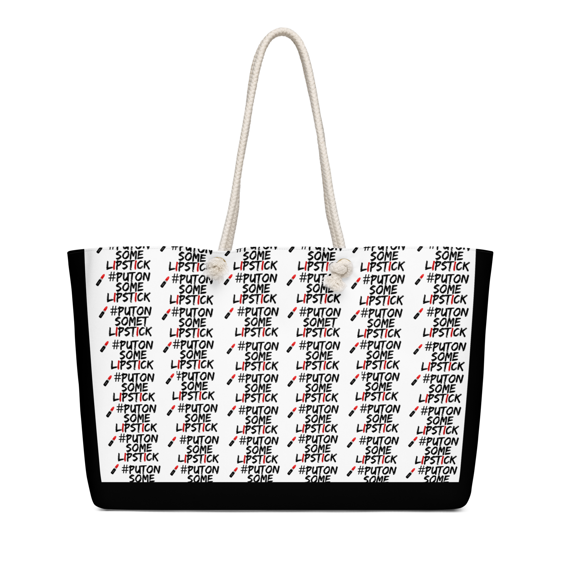 Bold, confident and  empowered PutOnSomeLipstick weekender bag