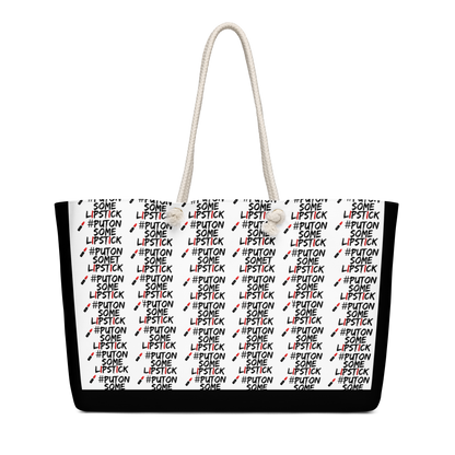Bold, confident and  empowered PutOnSomeLipstick weekender bag