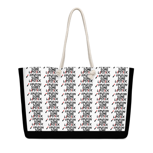 Bold, confident and  empowered PutOnSomeLipstick weekender bag